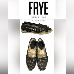 Frye Women’s Black Lee A Line Perforated Leather Espadrilles Flats Size 7.5